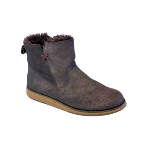 EMU Australia Boots Ankle Beach Mini Brown Metallic Wool Lining Women’s Size 8